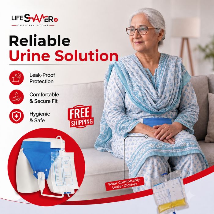 Men wearing the LifeSaver urine collection bag comfortably