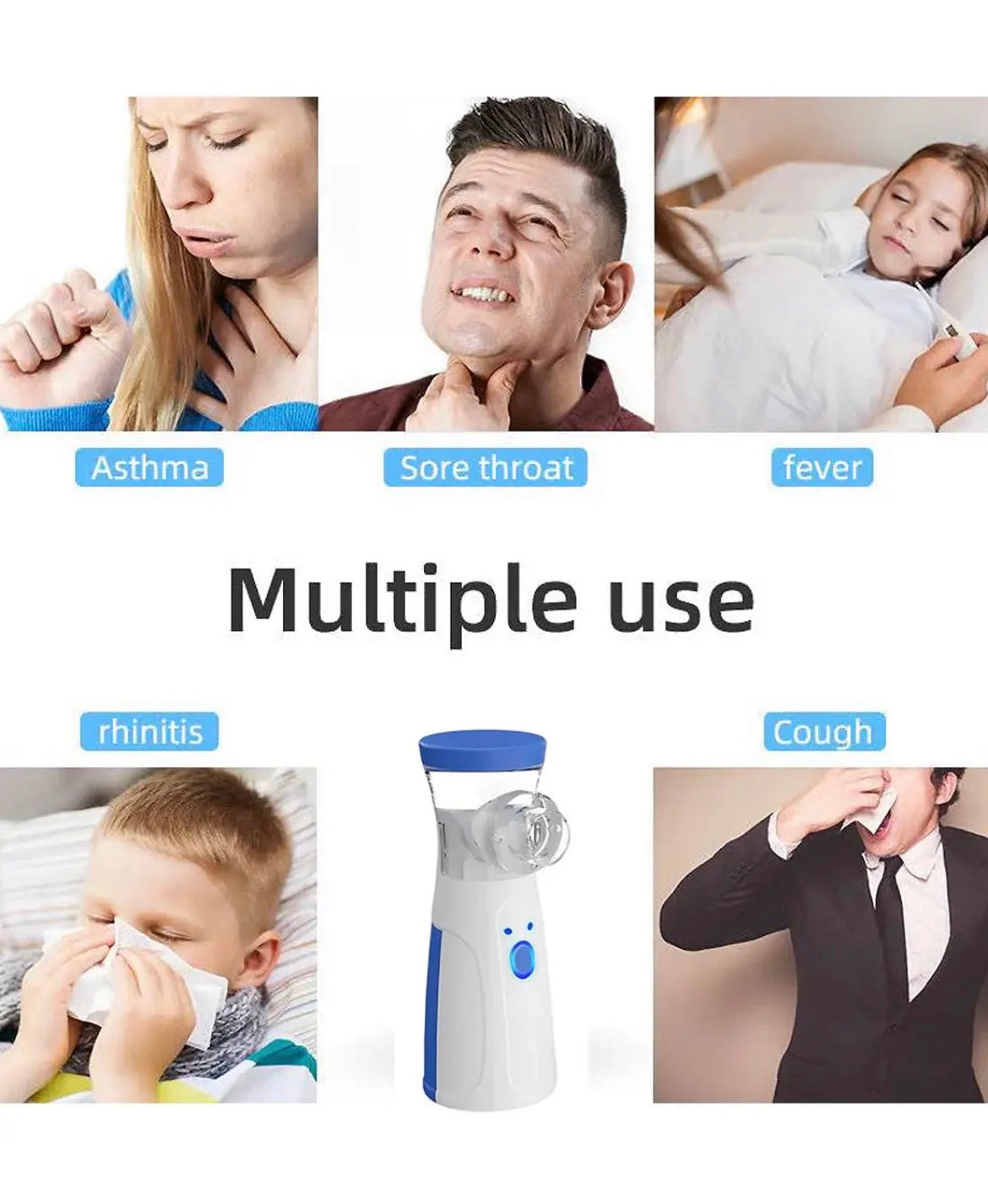 Portable Mesh Nebulizer - Dual Power Ultrasonic Atomizer Best Nebulizer For Kids And Adults