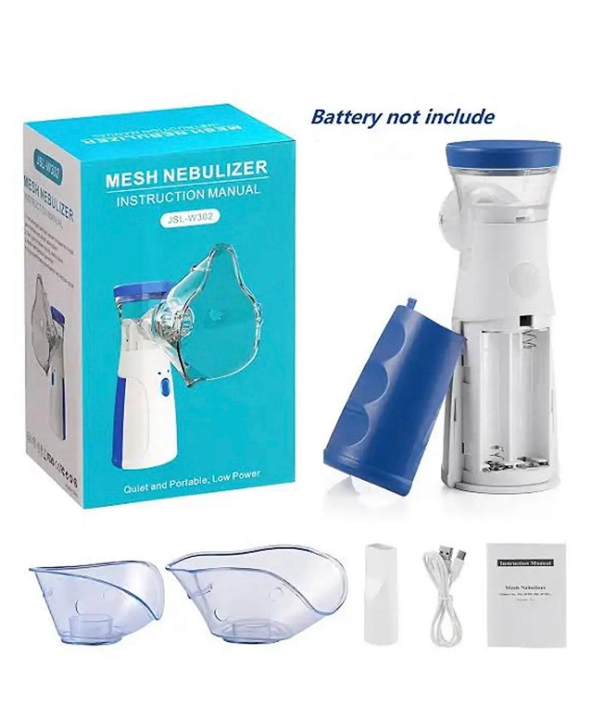 Portable Mesh Nebulizer - Dual Power Ultrasonic Atomizer Best Nebulizer For Kids And Adults